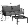 Christopher Knight Home Landon 4 Pieces Patio Conversation Set, Loveseat and Coffee Table Set, Accent Chairs, Club Chair with Cushion, Sofa Chair with Table Set for Balcony Garden, Black+Dark Gray(Black+dark Gray)
