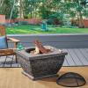 Christopher Knight Home Laraine Outdoor 32″ Wood Burning Light-Weight Concrete Square Fire Pit, Grey