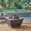 Christopher Knight Home Laraine Outdoor 32″ Wood Burning Light-Weight Concrete Square Fire Pit, Grey