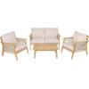 Christopher Knight Home Lorna 4-Piece Acacia Wood Patio Furniture Set, Outdoor Conversation Sofa Set with Club Chair and Coffee Table, Patio Sectional Chat Set for Backyard/Balcony, Teak+Beige