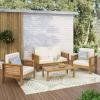Christopher Knight Home Louver Chat Set, Dark Gray(Teak + Cream)