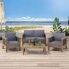 Christopher Knight Home Lucine Outdoor 4 Seater Acacia Wood Chat Set with Wicker Accents, Gray Finish + Mixed Gray + Dark Gray(Gray Finish + Mixed Gray + Dark Gray)