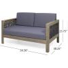 Christopher Knight Home Lucine Outdoor 4 Seater Acacia Wood Chat Set with Wicker Accents, Gray Finish + Mixed Gray + Dark Gray(Gray Finish + Mixed Gray + Dark Gray)