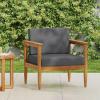 Christopher Knight Home Magnolia Patio Acacia Wood Club Chair with Water-Resistant Cushions, Outdoor Lounge Chair, Slat Panel Design, Sunbathe Armchair for Garden/Porch/Balcony, Teak+Dark Gray