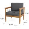 Christopher Knight Home Magnolia Patio Acacia Wood Club Chair with Water-Resistant Cushions, Outdoor Lounge Chair, Slat Panel Design, Sunbathe Armchair for Garden/Porch/Balcony, Teak+Dark Gray