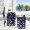 Christopher Knight Home Mathena Outdoor Side Tables – Navy Blue (Set of 2)