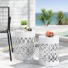 Christopher Knight Home Mellie Outdoor Side Tables – White (Set of 2)