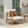 Christopher Knight Home Newell Lounge Chair Outdoor, Patio Accent Chair, Comfy Reading Single Sofa, Wooden Frame+Rope Woven+Removable Cushion, Garden/Backyard/Balcony/Poolside, Teak+Beige(Teak+beige)