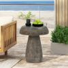Christopher Knight Home Novi Outdoor Side Table, Mushroom-Shaped Decorative Accent Side End Table, Garden Stool for Patio Balcony Beach Pool, Lightweight Concrete, Wood-Like Texture, Natural