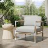 Christopher Knight Home Oriana Patio Garden Aluminum Frame Club Chair, Outdoor Armchair with Rope-Wrapped Armrest/Backrest and Removable Cushions, Comfy Lounge Chair for Poolside/Balcony, Light Gray