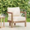 Christopher Knight Home Orion Outdoor Acacia Wood Club Chair with Tub Shape and Slat Panel, Patio Armchair, Water-Repellent Thick Cushion Seating for Garden Backyard Balcony, Brown Wash+Beige(Brown Wash+beige)