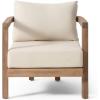 Christopher Knight Home Orion Outdoor Acacia Wood Club Chair with Tub Shape and Slat Panel, Patio Armchair, Water-Repellent Thick Cushion Seating for Garden Backyard Balcony, Brown Wash+Beige(Brown Wash+beige)