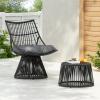 Christopher Knight Home Outdoor 2 Piece Wicker Patio Furniture Set, Woven Seating Accent Chair,Rattan Chat Set with Club Chair, Side Table and Water Resistant Cushion for Yard and Bistro, Dark Grey(Dark Grey)