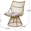 Christopher Knight Home Outdoor 2 Piece Wicker Patio Furniture Set, Woven Seating Accent Chair,Rattan Chat Set with Club Chair, Side Table and Water Resistant Cushion for Yard and Bistro, Dark Grey(Light Brown + Beige)
