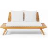 Christopher Knight Home Outdoor Acacia Wood 6 Seater Chat Set, Teak and White