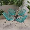 Christopher Knight Home Outdoor Hammock Weave Chair with Steel Frame (Set of 4) – Teal and Black