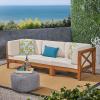 Christopher Knight Home Outdoor Modular Acacia Wood Sofa with Cushions, Teak and Beige