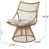 Christopher Knight Home Outdoor Wicker Chair,Patio Furniture Set,Rattan Club Chair, Woven Seating Accent Chair, Curve High Backrest with Water Resistant Cushion for Patio, Garden, Balcony, Grey(Light Brown+beige)