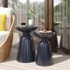 Christopher Knight Home Pelon Outdoor Side Tables – Navy Blue (Set of 2)