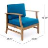 Christopher Knight Home Perla Outdoor Acacia Wood Club Chairs with Water Resistant Cushions (Set of 4), 4-Pcs Set, Teak Finish/Blue