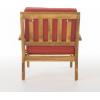 Christopher Knight Home Peyton Outdoor Wooden Club Chairs with Cushions, 4-Pcs Set, Teak Finish / Red