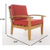 Christopher Knight Home Peyton Outdoor Wooden Club Chairs with Cushions, 4-Pcs Set, Teak Finish / Red