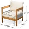 Christopher Knight Home Porto Set of 2 Outdoor Club Chair with Cushions, Acacia Wood Barrel Accent Chairs, Rope Design Armchair, Comfy Side Chair Set for Balcony Backyard Garden Poolside, Teak+ Beige