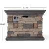Christopher Knight Home Puerta Outdoor Wicker Club Chair Set with Water Resistant Cushions and Stone Square Firepit, 4-Pcs Set, Mixed Black / Dark Grey / Stone Finish