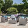 Christopher Knight Home Puerta Outdoor Wicker Sofa Set, Black