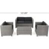 Christopher Knight Home Puerta Wicker Chat Set with Water Resistant Cushions and Set Cover, 4-Pcs Set, Beige / Mixed Black / Dark Grey