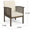 Christopher Knight Home Ray Acacia Outdoor Acacia Wood Club Chairs, Gray and Cream (Set of 2)