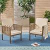 Christopher Knight Home Ray Acacia Outdoor Acacia Wood Club Chairs, Gray and Cream (Set of 2)