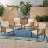 Christopher Knight Home Ray Acacia Outdoor Acacia Wood Club Chairs, Gray and Cream (Set of 4)