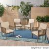 Christopher Knight Home Ray Acacia Outdoor Acacia Wood Club Chairs, Gray and Cream (Set of 4)