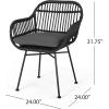 Christopher Knight Home Rodney Indoor Woven Faux Rattan Chairs with Cushions (Set of 2), Dark Gray Finish