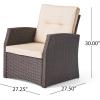 Christopher Knight Home Sanger Outdoor Club Chair with Cushions – Wicker – Dark Brown/Beige