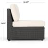 Christopher Knight Home Santa Cruz Outdoor Wicker Armless Sectional Sofa Seat, Gray, 2-Pcs Set, Grey/White