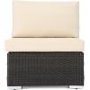 Christopher Knight Home Santa Rosa Outdoor Wicker Armless Sectional Sofa Seat with Aluminum Frame and Water Resistant Cushions, Multibrown / Beige