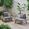 Christopher Knight Home Sedona Outdoor Wooden Club Chairs with Cushions (Set of 2), Dark Gray and Gray Finish