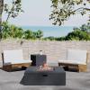 Christopher Knight Home Sherwood Acacia Wood Outdoor Lounge Chairs and 50,000 BTU Square Propane Fire Pit, 32.5 “W x 34.5 “D x 24.5 “H, Teak + White + Dark Gray