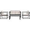 Christopher Knight Home Tundr Outdoor 4 Seater Chat Set with Coffee Table, Patio Conversation Sets, Sectional Aluminum Furniture Set with Cushions, 2 Chairs and Loveseat Set, Black Finish + Beige