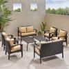 Christopher Knight Home Waikiki Outdoor Wicker Seating Set and Cushions, 4-Pcs Set, Brown