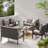 Christopher Knight Home Waikiki Outdoor Wicker Seating Set and Cushions, 8-Pcs Set, Grey