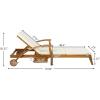 Christopher Knight Home Wilky Acacia Wood Chaise Lounge Chair Outdoor with Armrest, Wooden Patio Outdoor Chaise Lounge with Wheels and Cushions, Adjustable Backrest Single Lounge Sofa, Cream+Teak