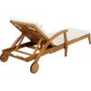 Christopher Knight Home Wilky Acacia Wood Chaise Lounge Chair Outdoor with Armrest, Wooden Patio Outdoor Chaise Lounge with Wheels and Cushions, Adjustable Backrest Single Lounge Sofa, Cream+Teak