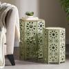GDFStudio Elliot Outdoor 12 Inch and 14 Inch Sunburst Iron Side Table Set (Crackle Green) (301960)(Crackle Green)