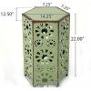 GDFStudio Elliot Outdoor 14 Inch Sunburst Iron Side Table (Crackle Green)(Crackle Green)