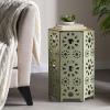 GDFStudio Elliot Outdoor 14 Inch Sunburst Iron Side Table (Crackle Green)(Crackle Green)