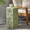 GDFStudio Elliot Outdoor 14 Inch Sunburst Iron Side Table (Crackle Green)(Crackle Green)