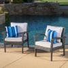 Great Deal Furniture 296725_New (Set of 2) Bleecker Outdoor Grey Wicker Club Chair with Cushion